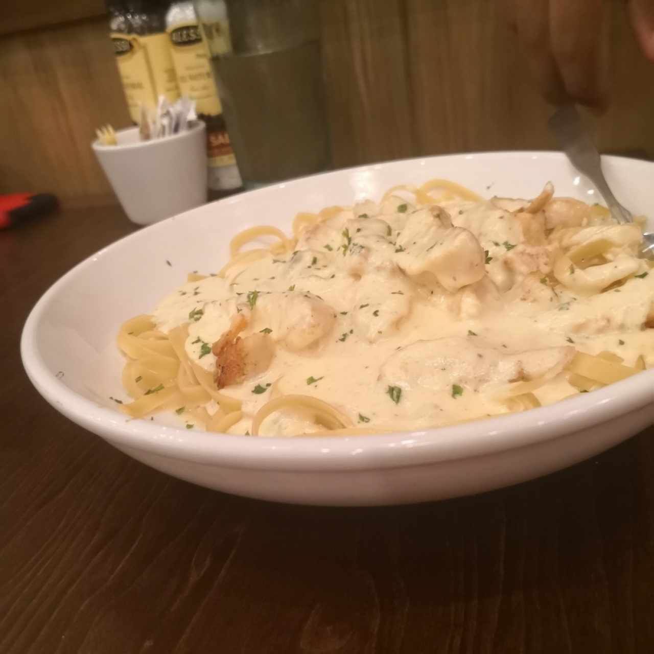 fetuccini al Alfredo con pollo