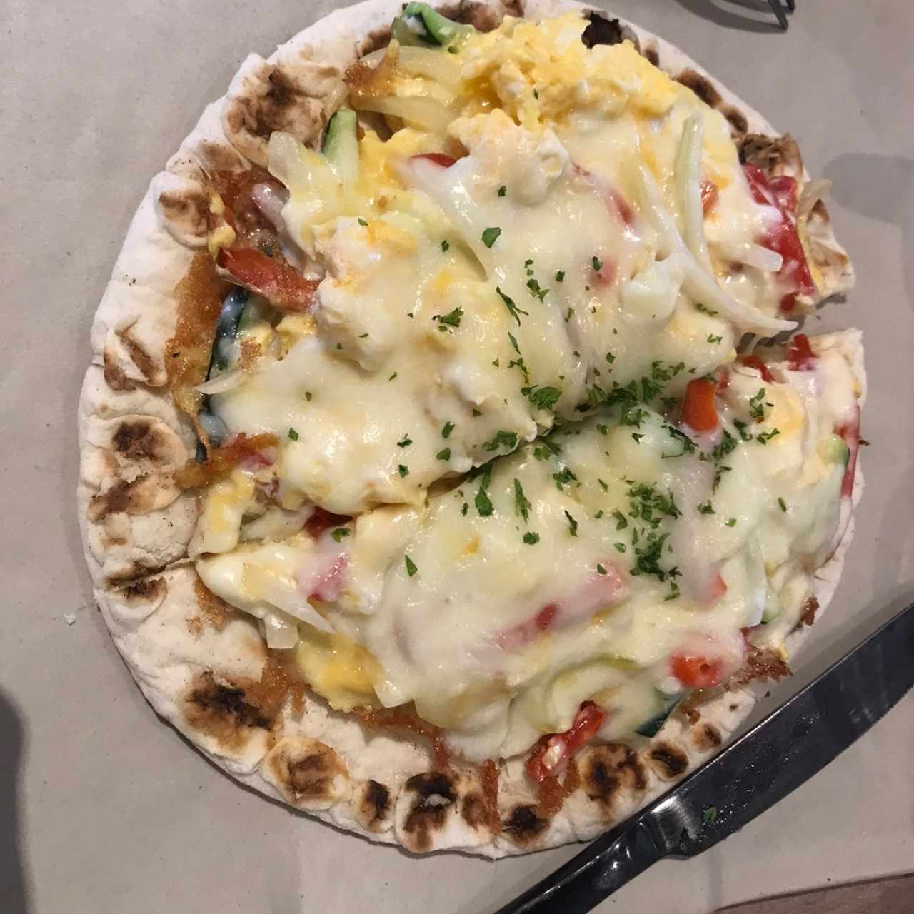 breakfast pizza (without meat) 