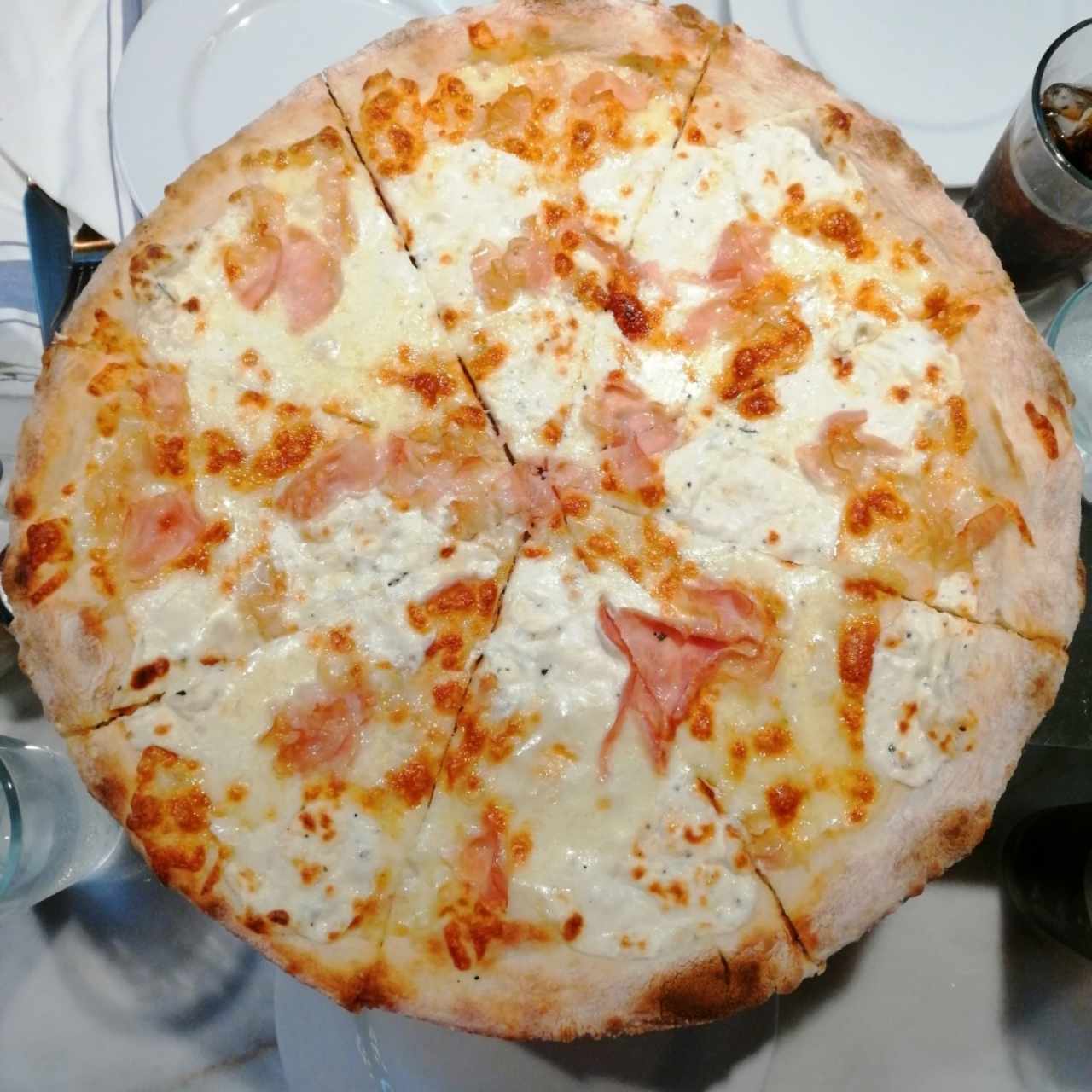 Pizza Familiar de Jamón en salsa blanca