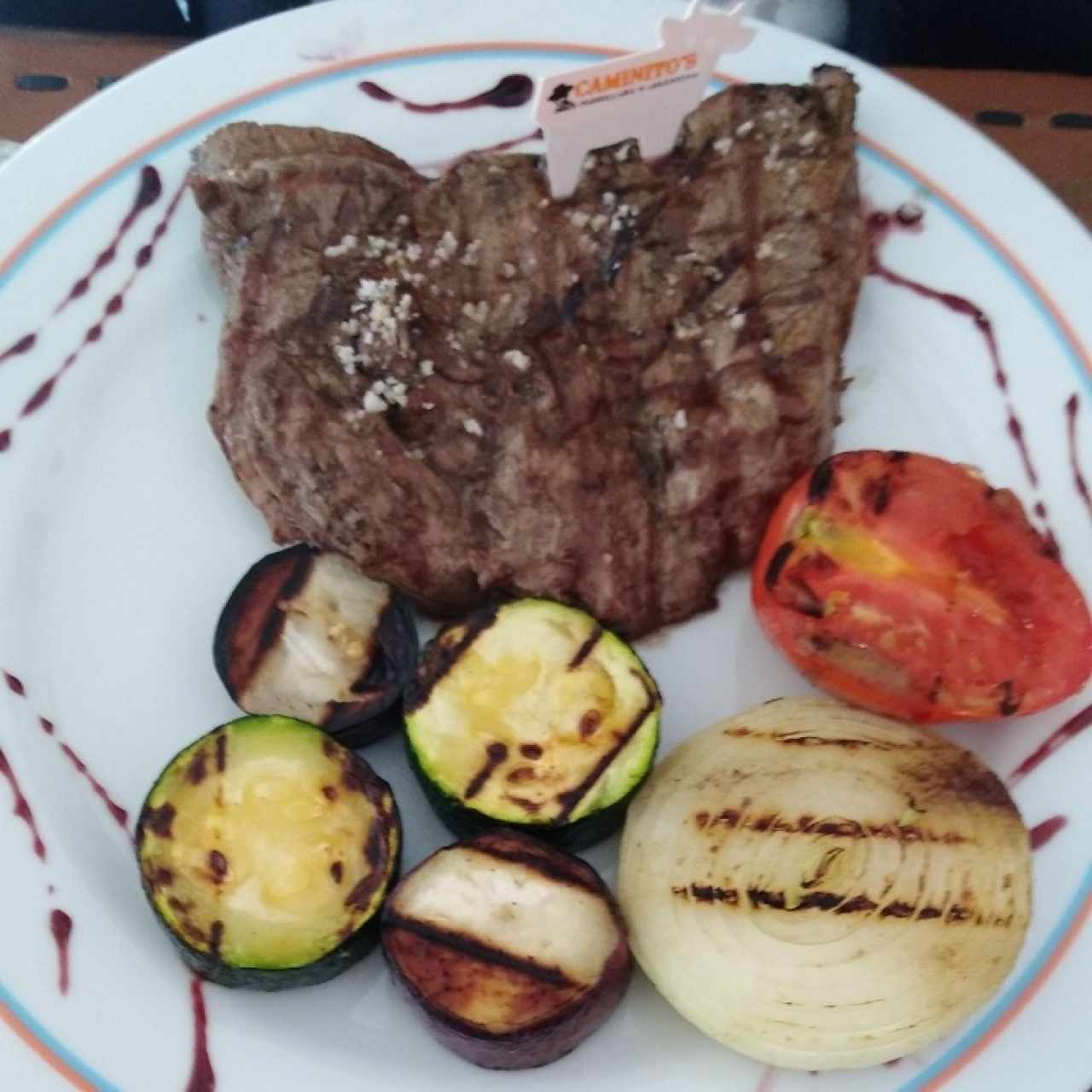 Churrasco 12 oz. con vegetales al grill