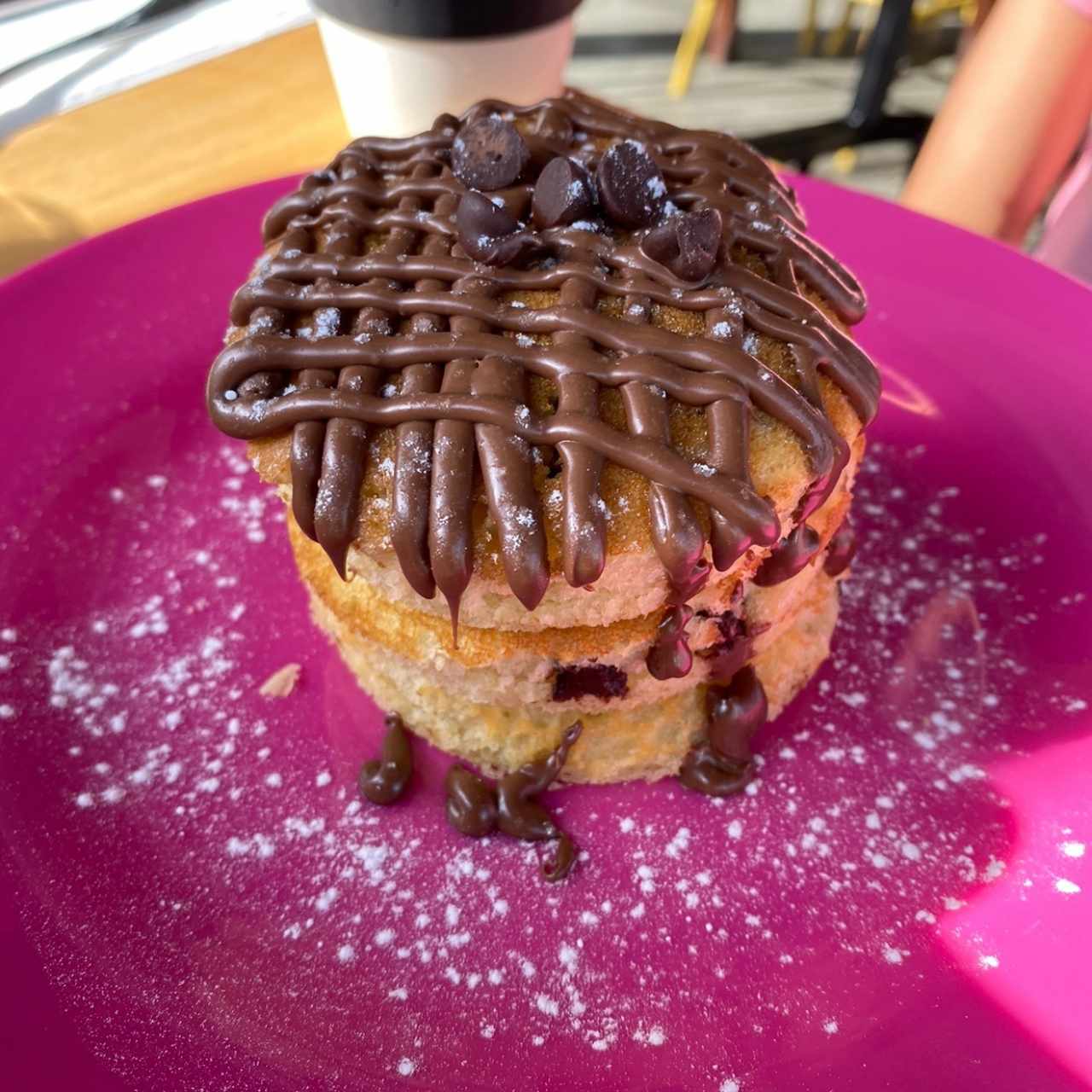 Mini Pancakes de chocolate chips y nutella