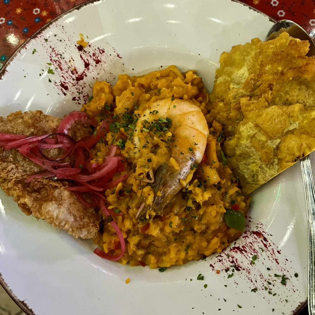 Guacho de Mariscos, Langostino y Sombrero de Pescado