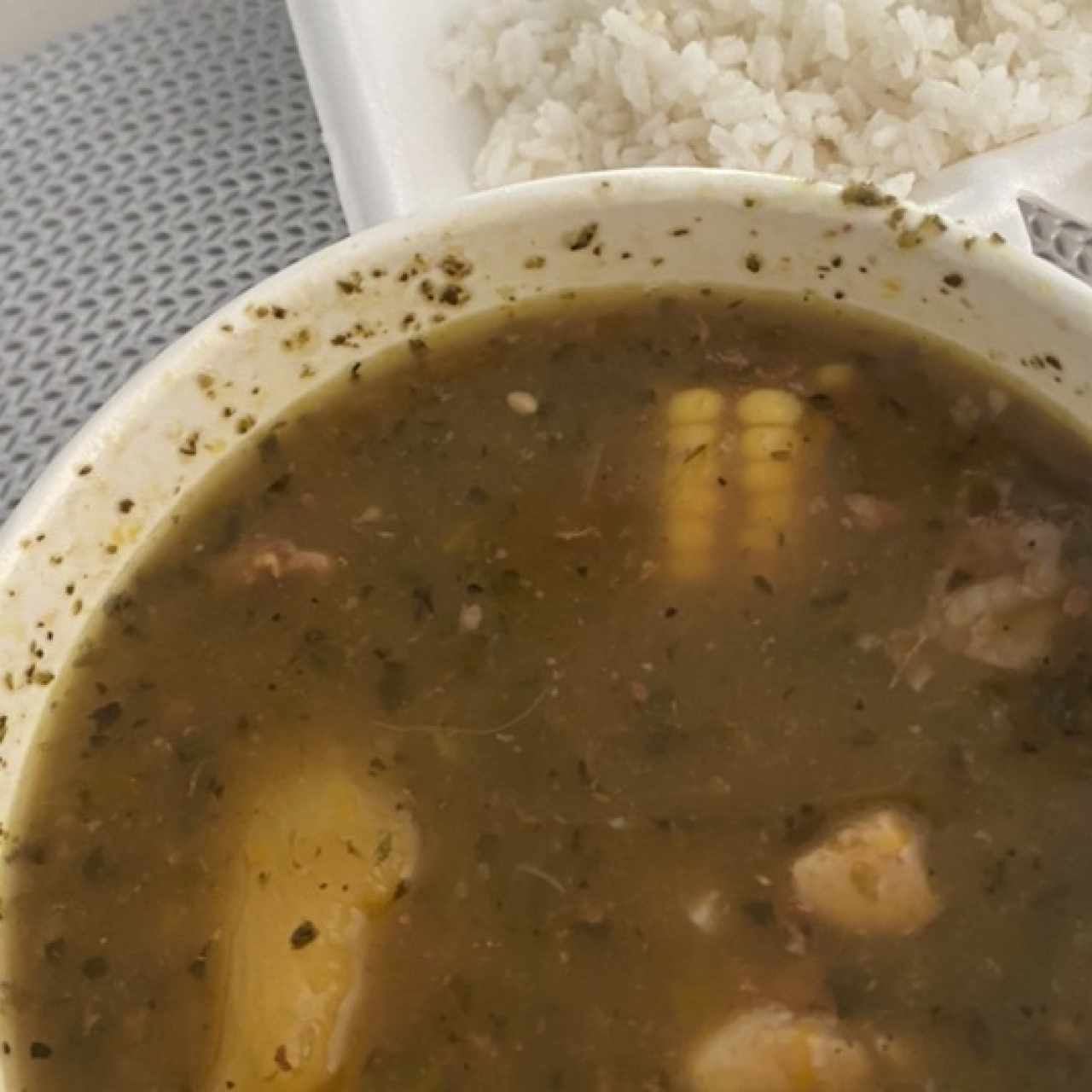 sopa de lentejas y arroz