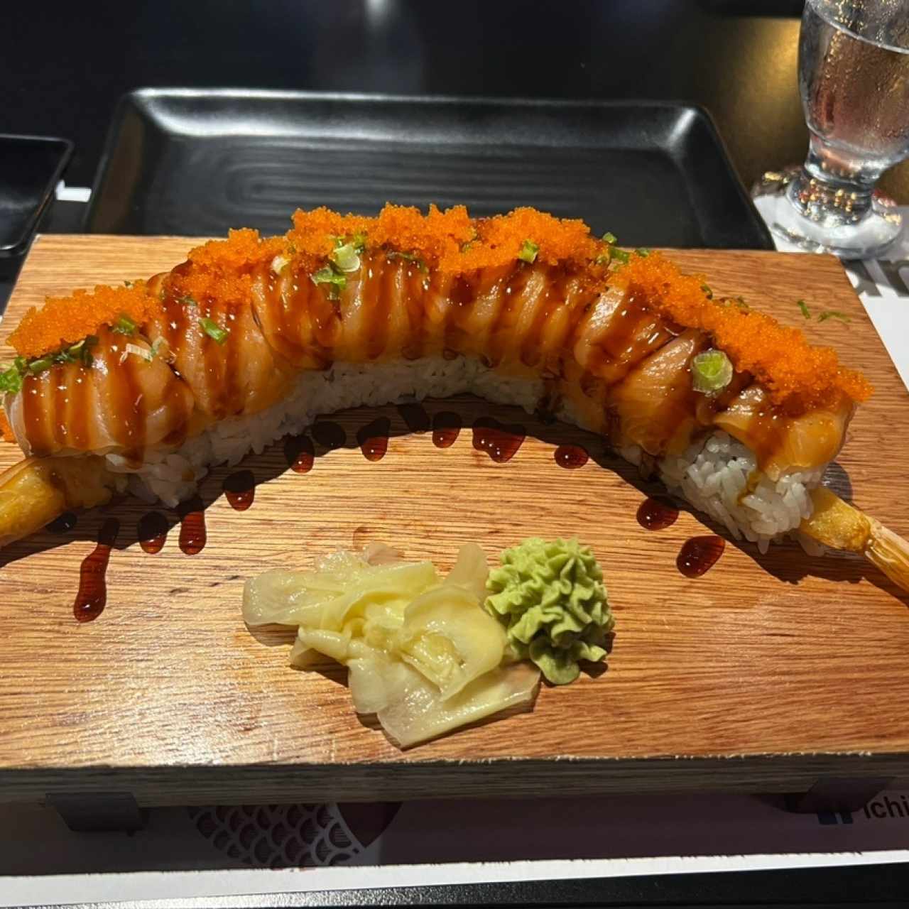 Spicy salmon dragon roll
