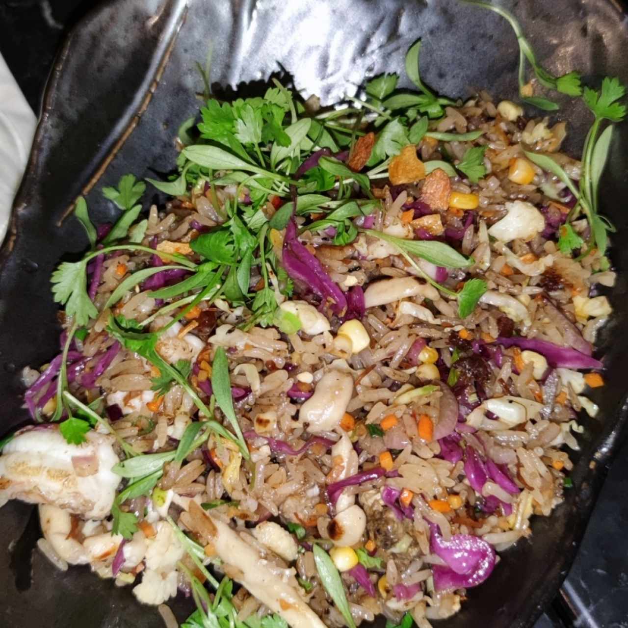 arroz al wok con camarones