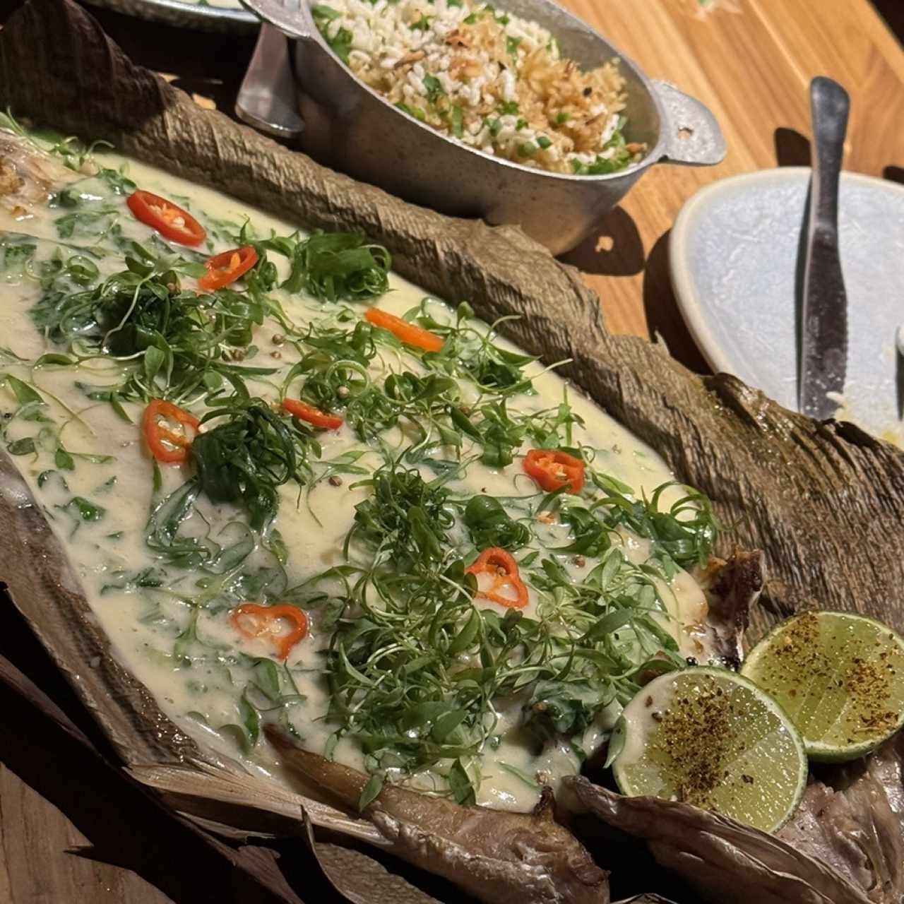 Arroz con Concolón de mariscos y Pescado