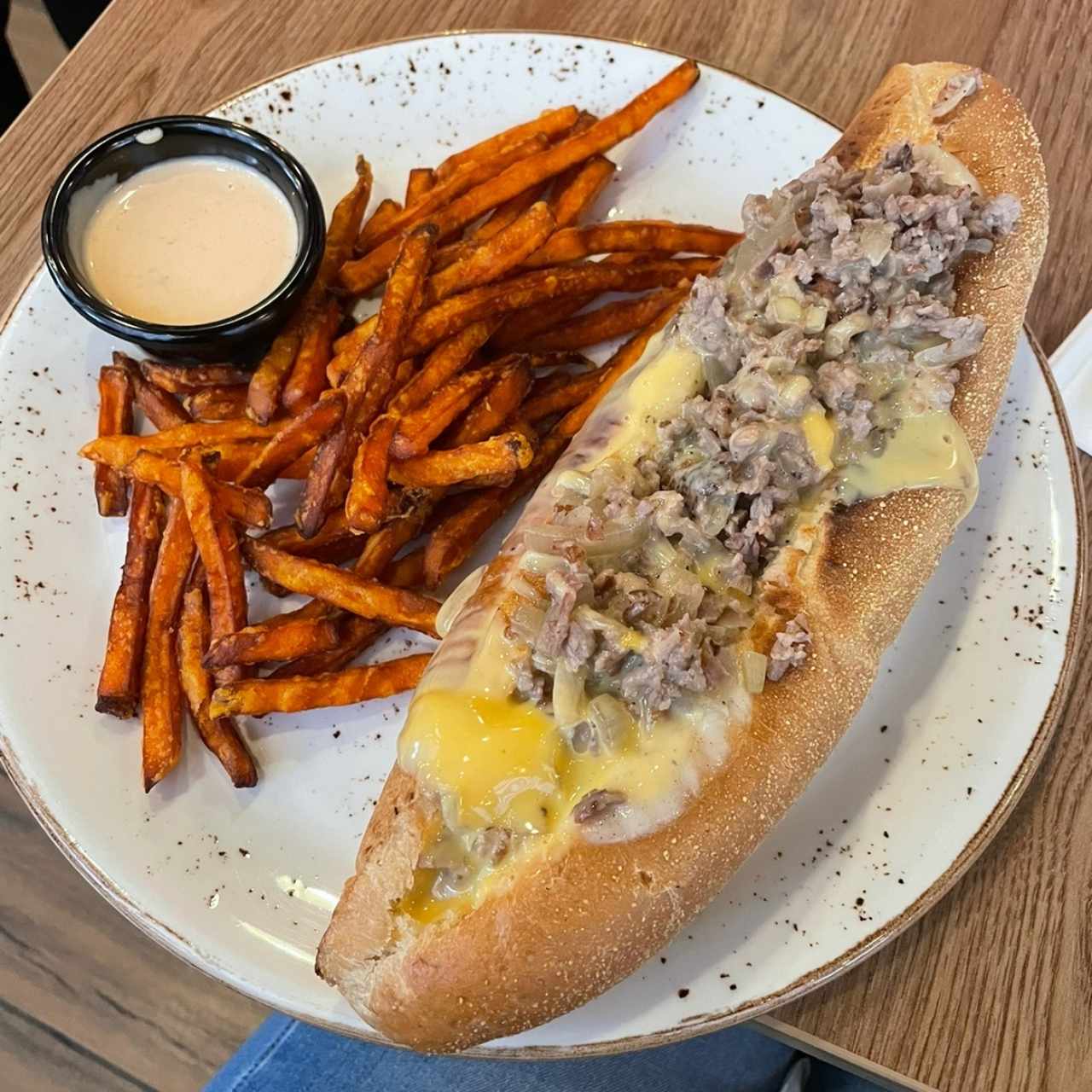 philly cheese steak con sweet potatoes