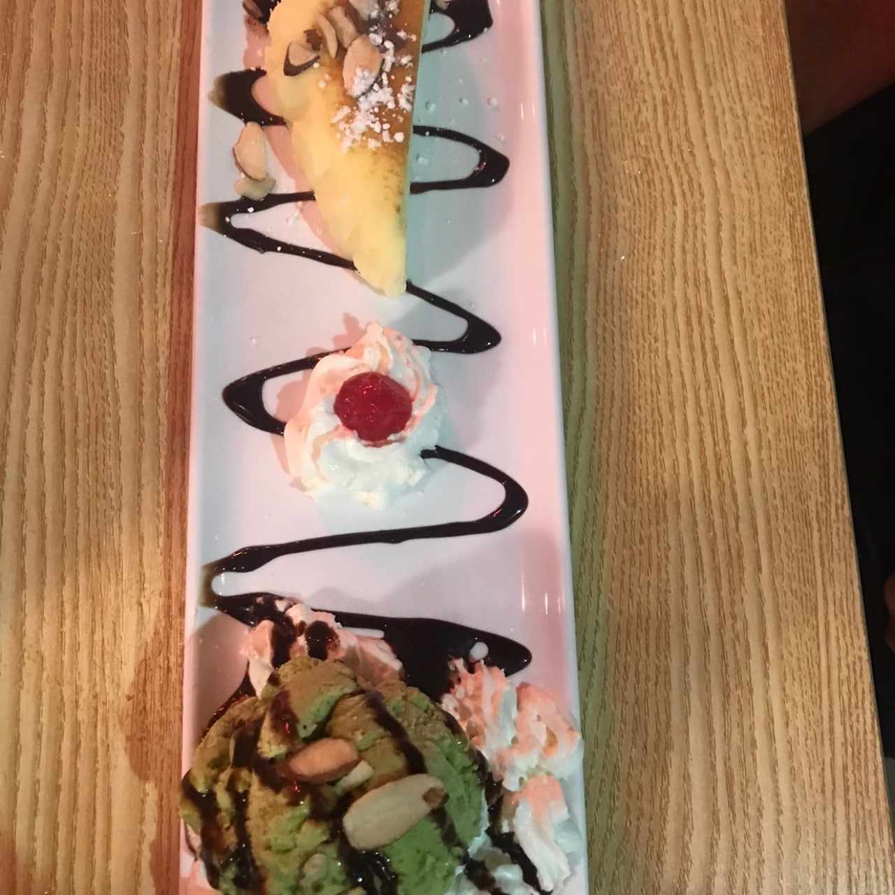 Cheesecake y helado te verde