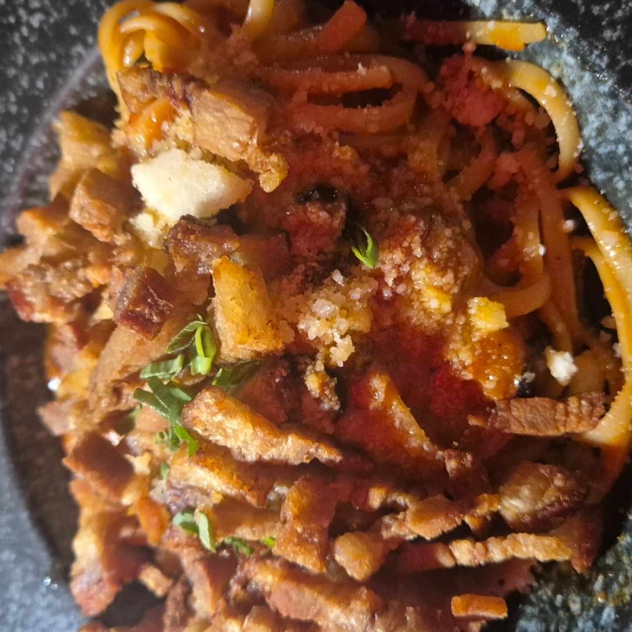 pasta con pork belly