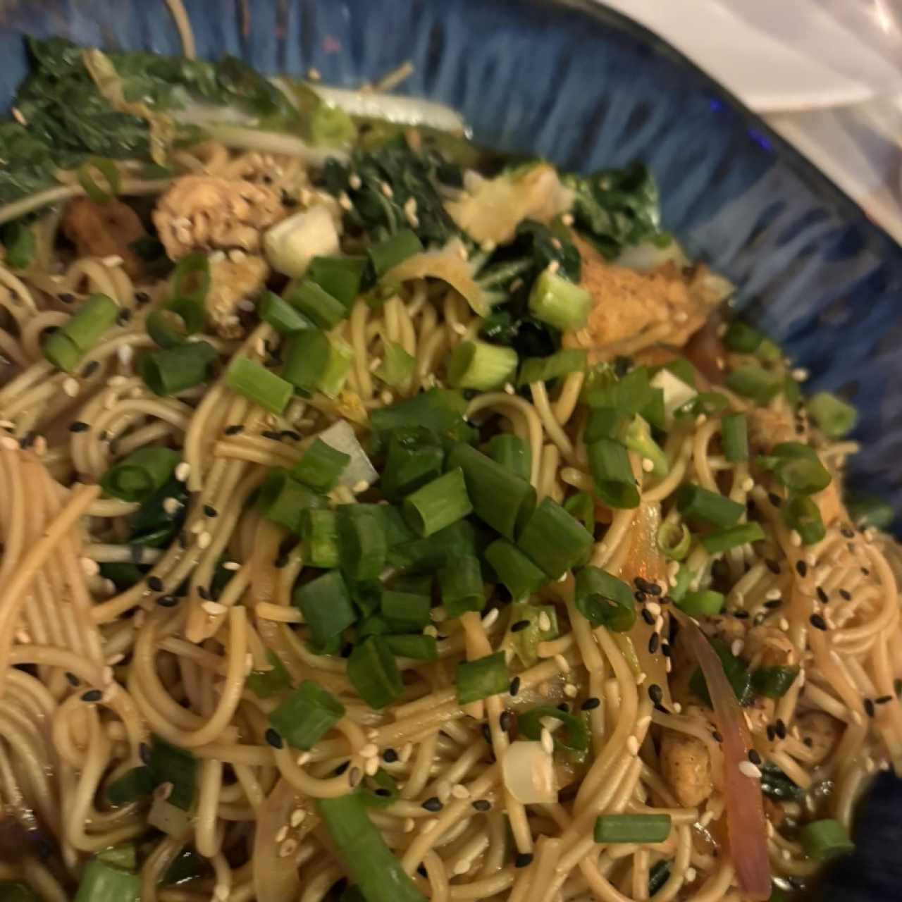 Chow mein con proteinas de su elección pollo, carne, cerdo