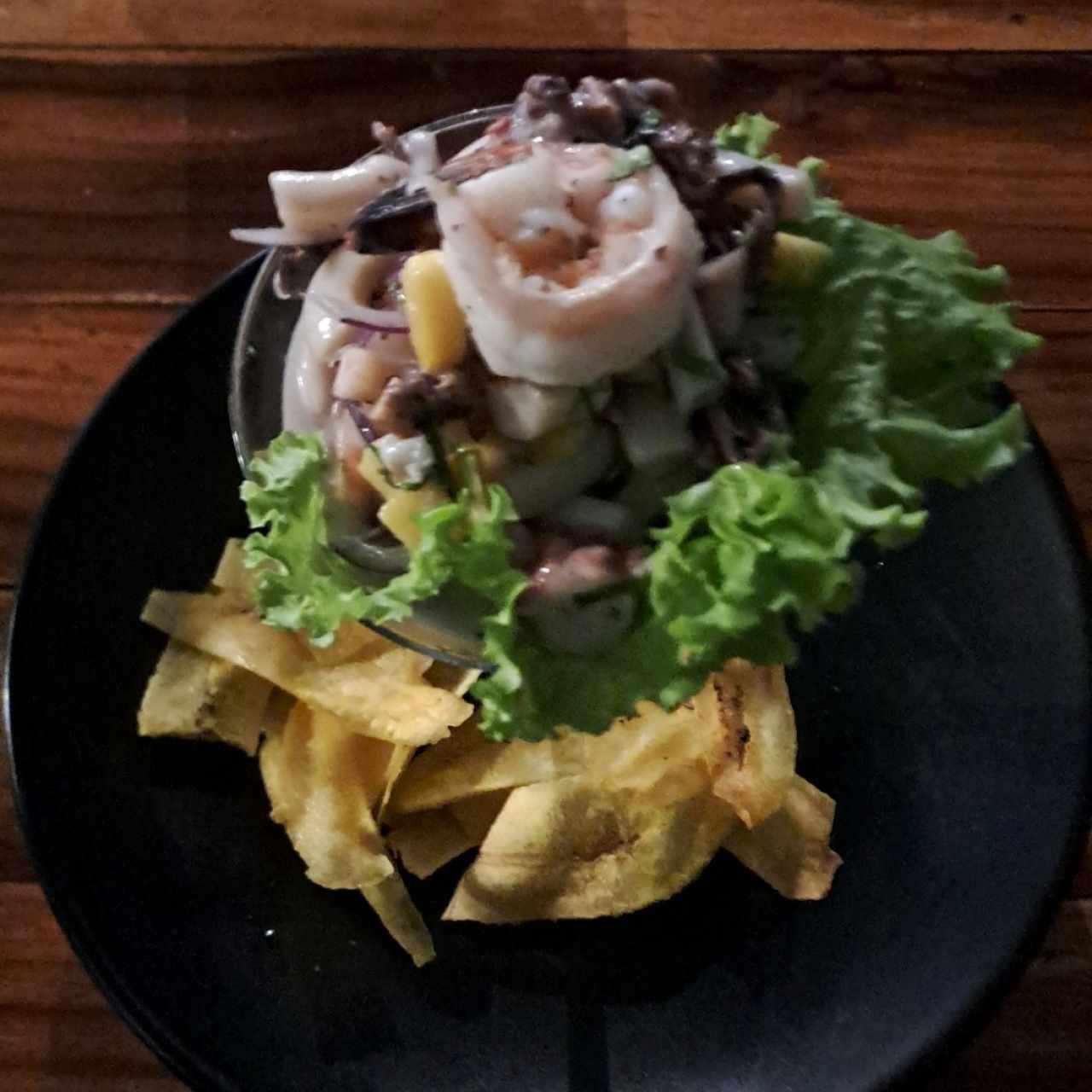 Ceviche Combinación con Leche de Coco y Mango