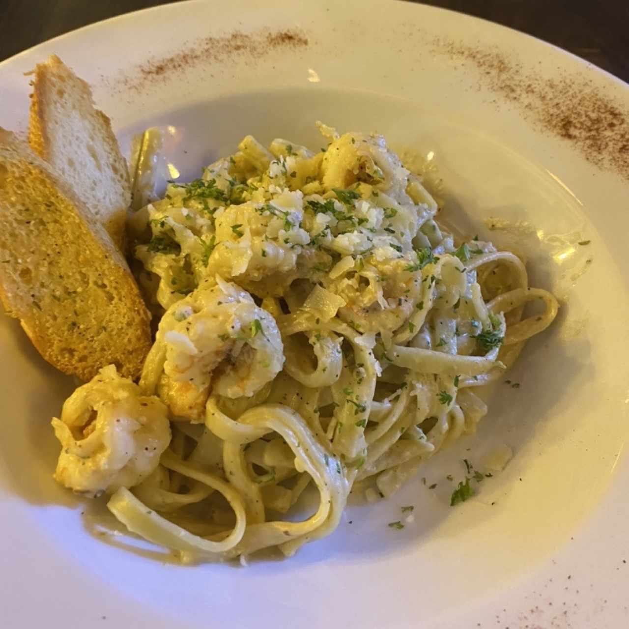 Pasta con langostinos 
