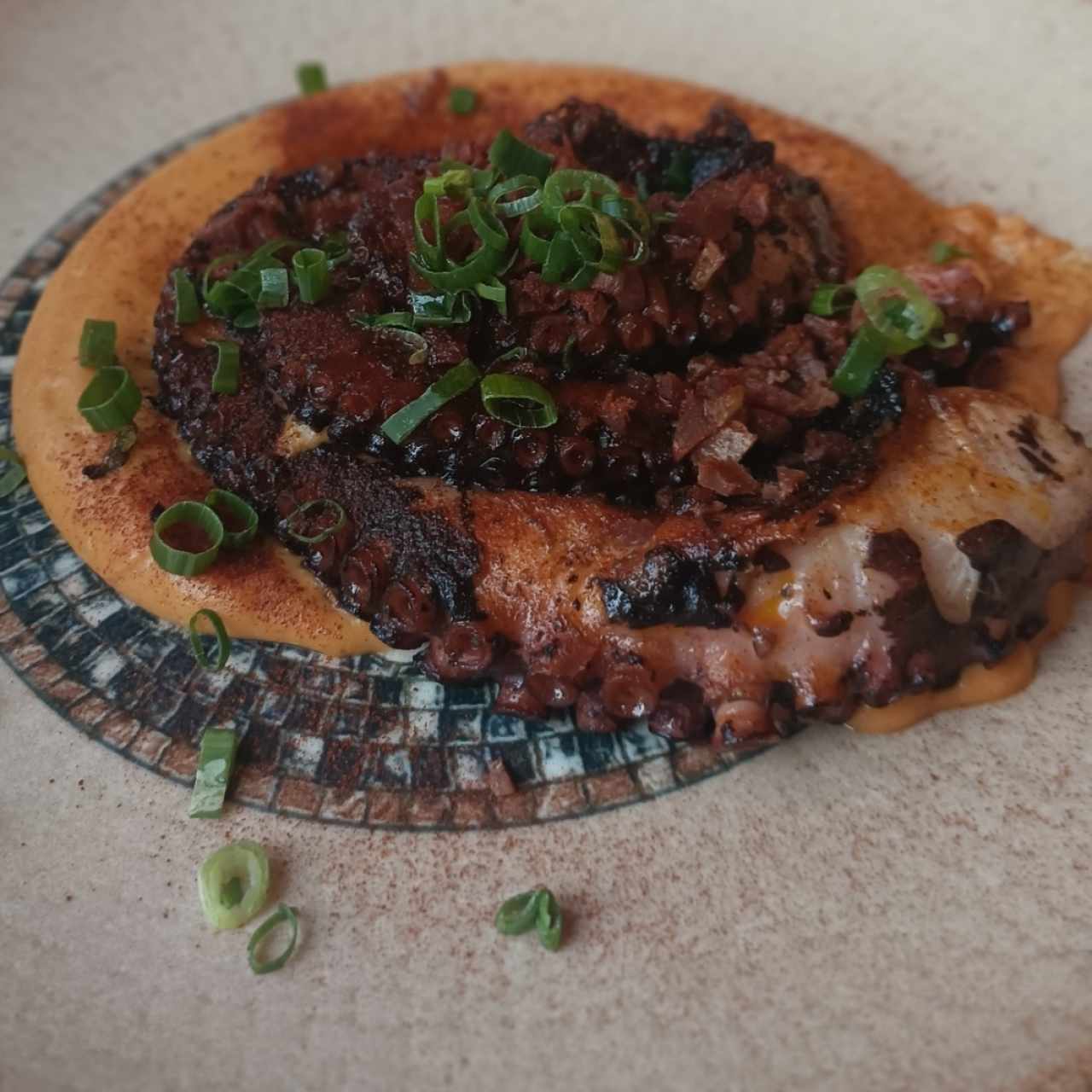 pulpo en puré de zapallo