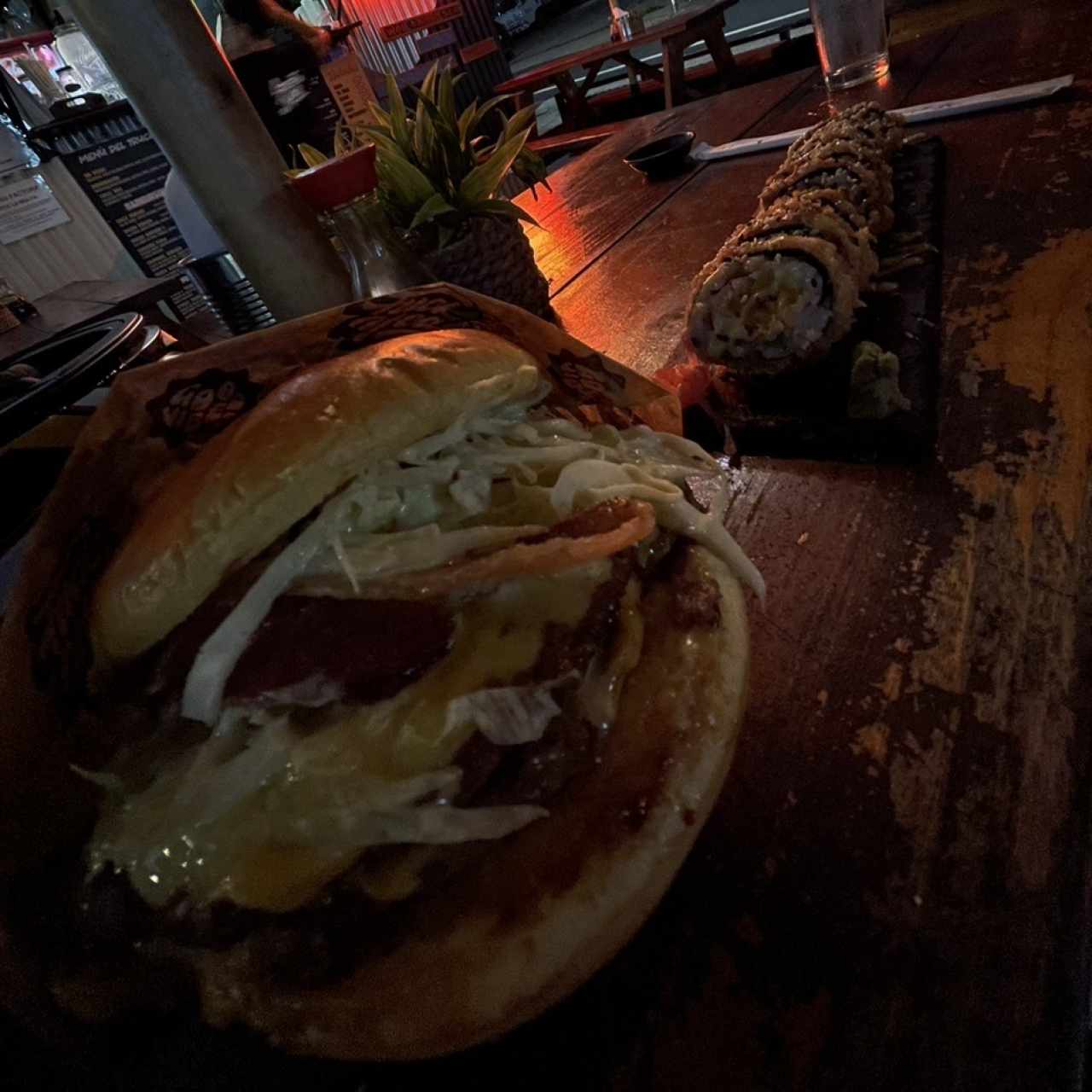 Bacon burger y Pimp roll