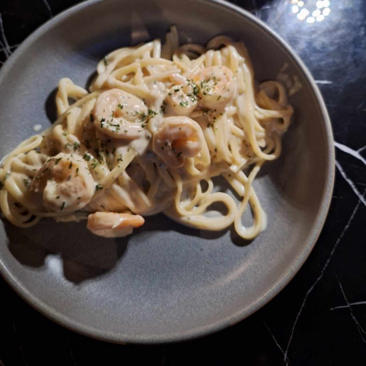 Fetuccini con camarones 