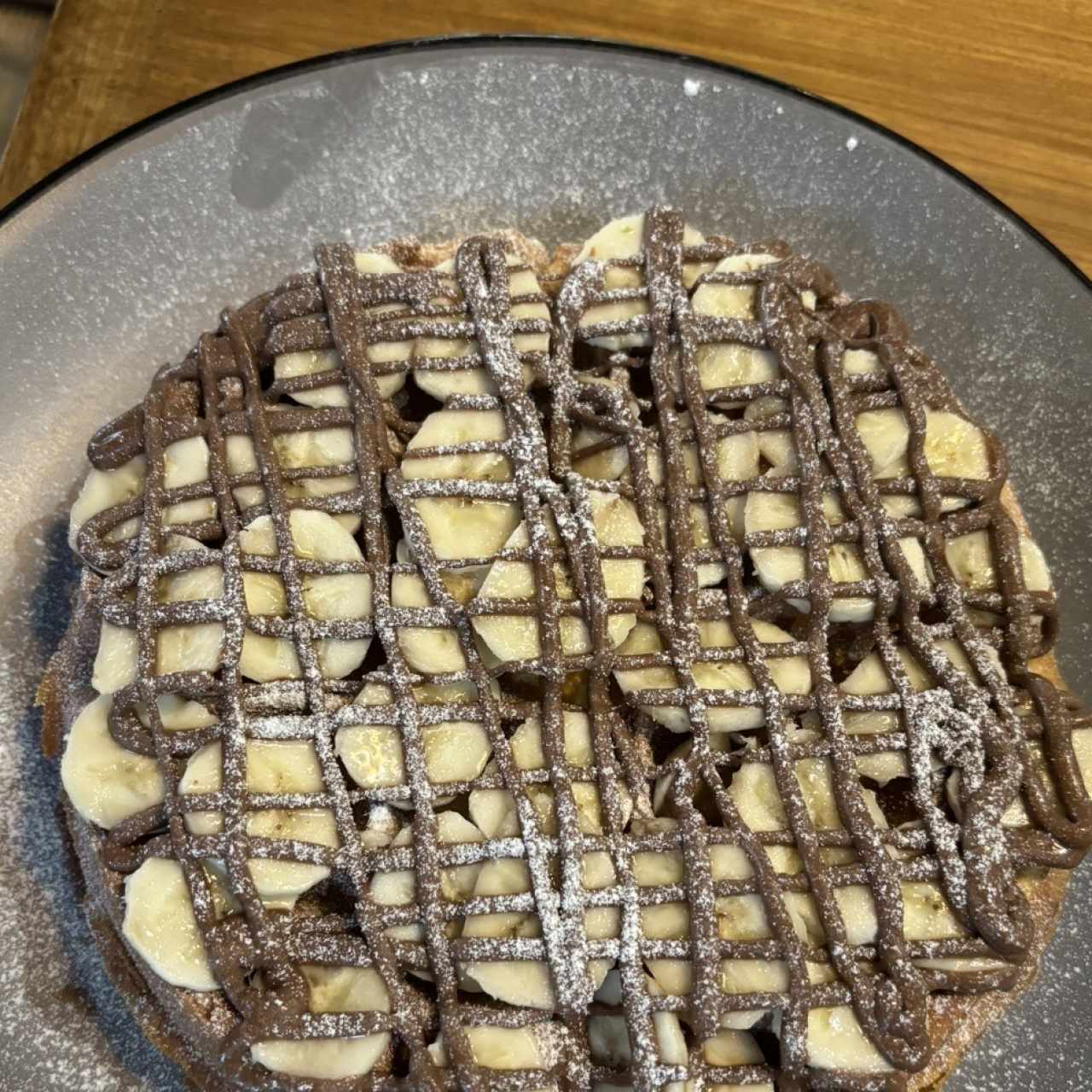 Waffle de banana y nutella