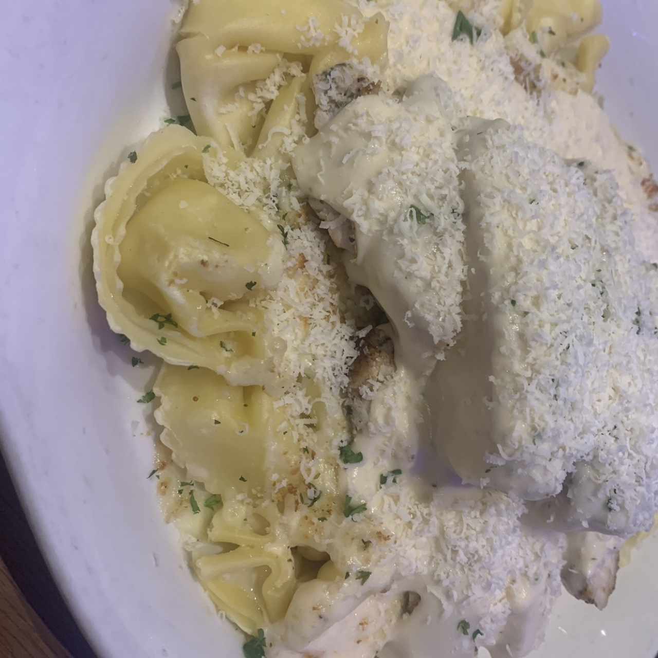 Asiago Tortelloni Alfredo With Grilled Chicken