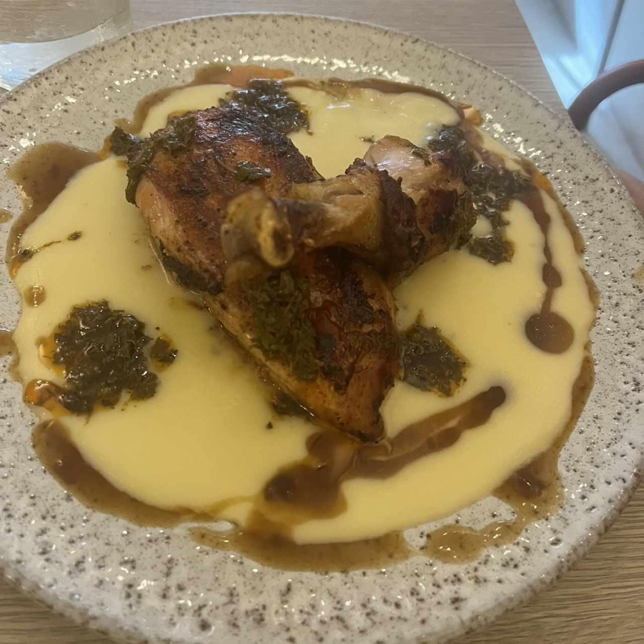 Pollo con Pure y Chimichurri 