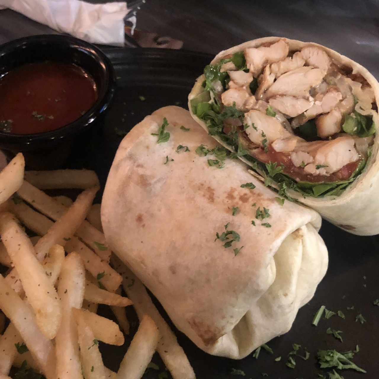 Chicken wrap with fries 
