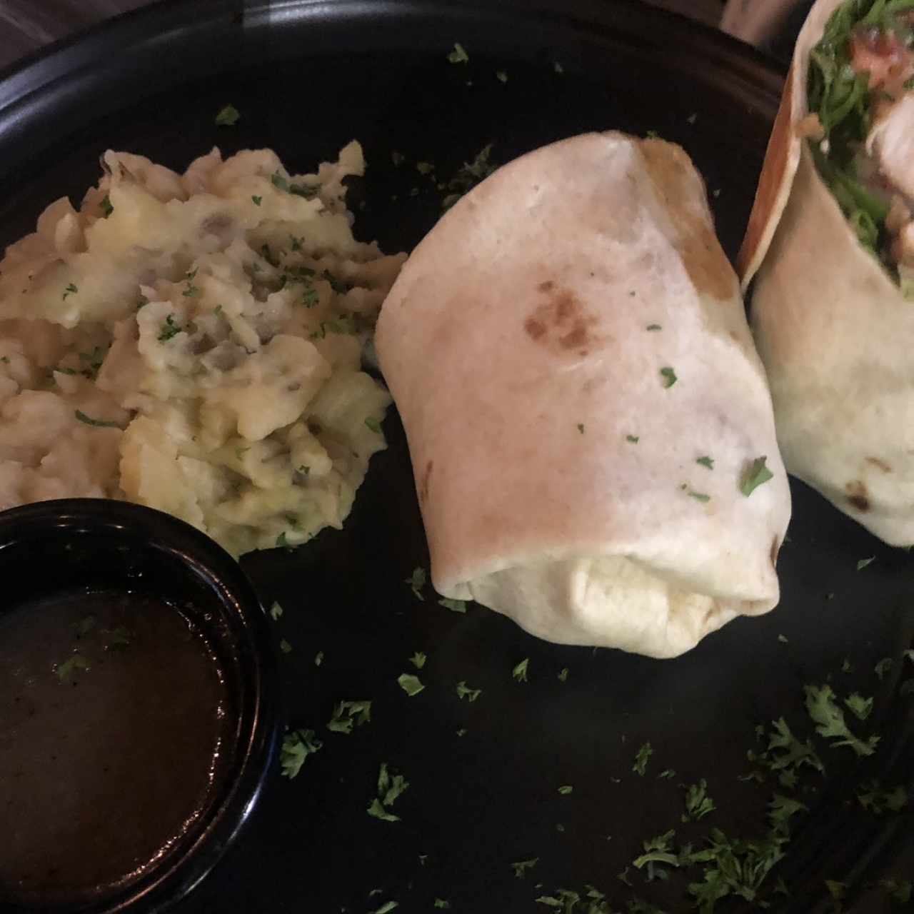 Chicken wrap with mash potatoes 