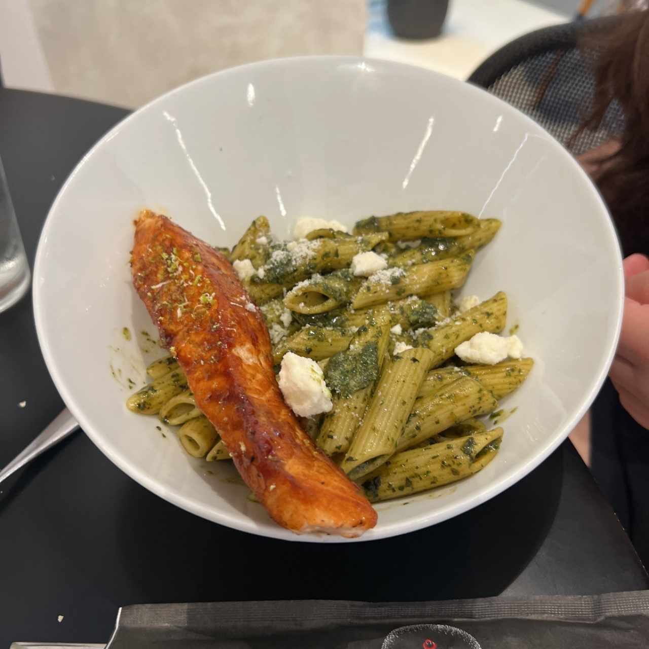 Pesto con salmon