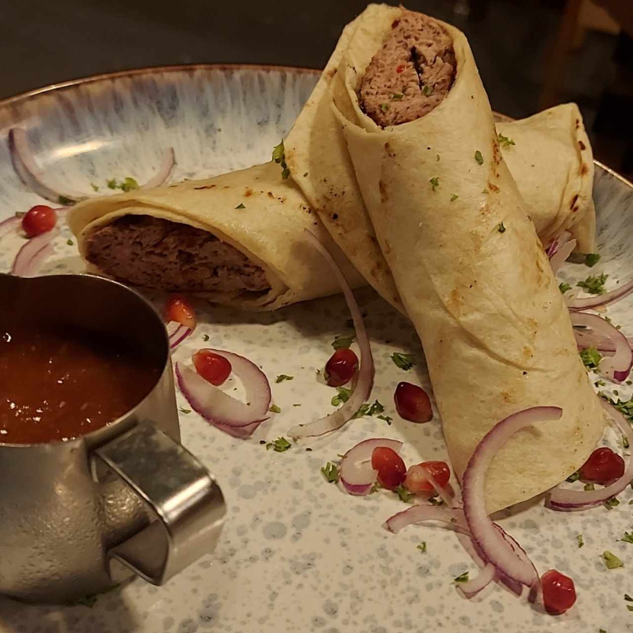 LAMRO'S BEEF KEBAB WITH LAVASH AND SOUCE