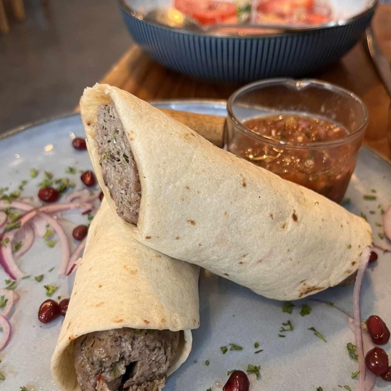 LAMRO'S BEEF KEBAB WITH LAVASH AND SOUCE