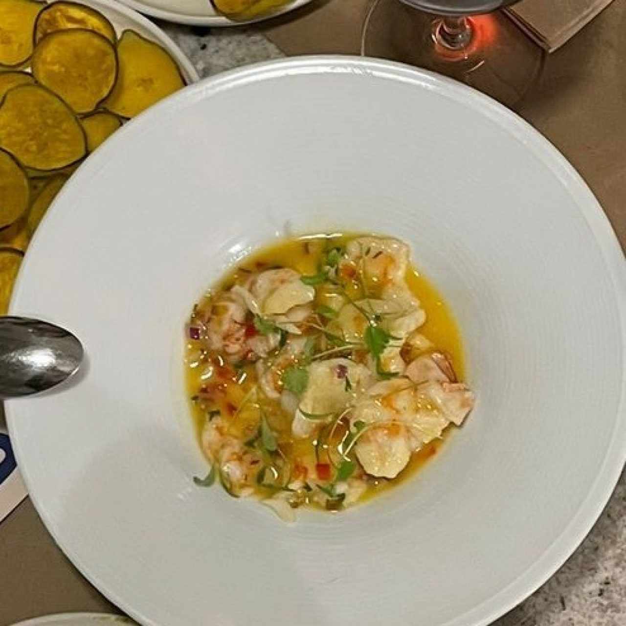 Ceviche de Langostinos con Maracuyá