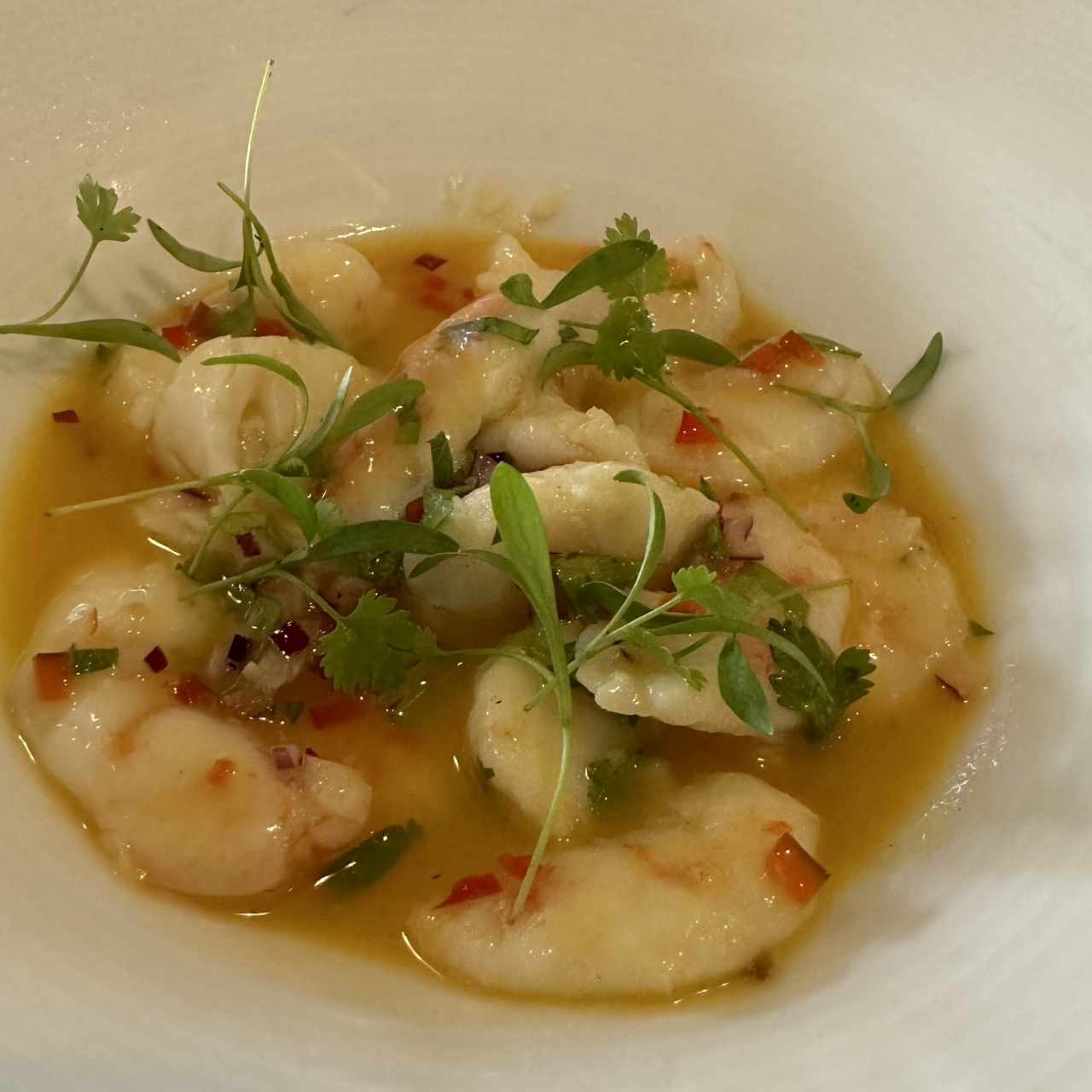 Ceviche de Langostinos con Maracuyá