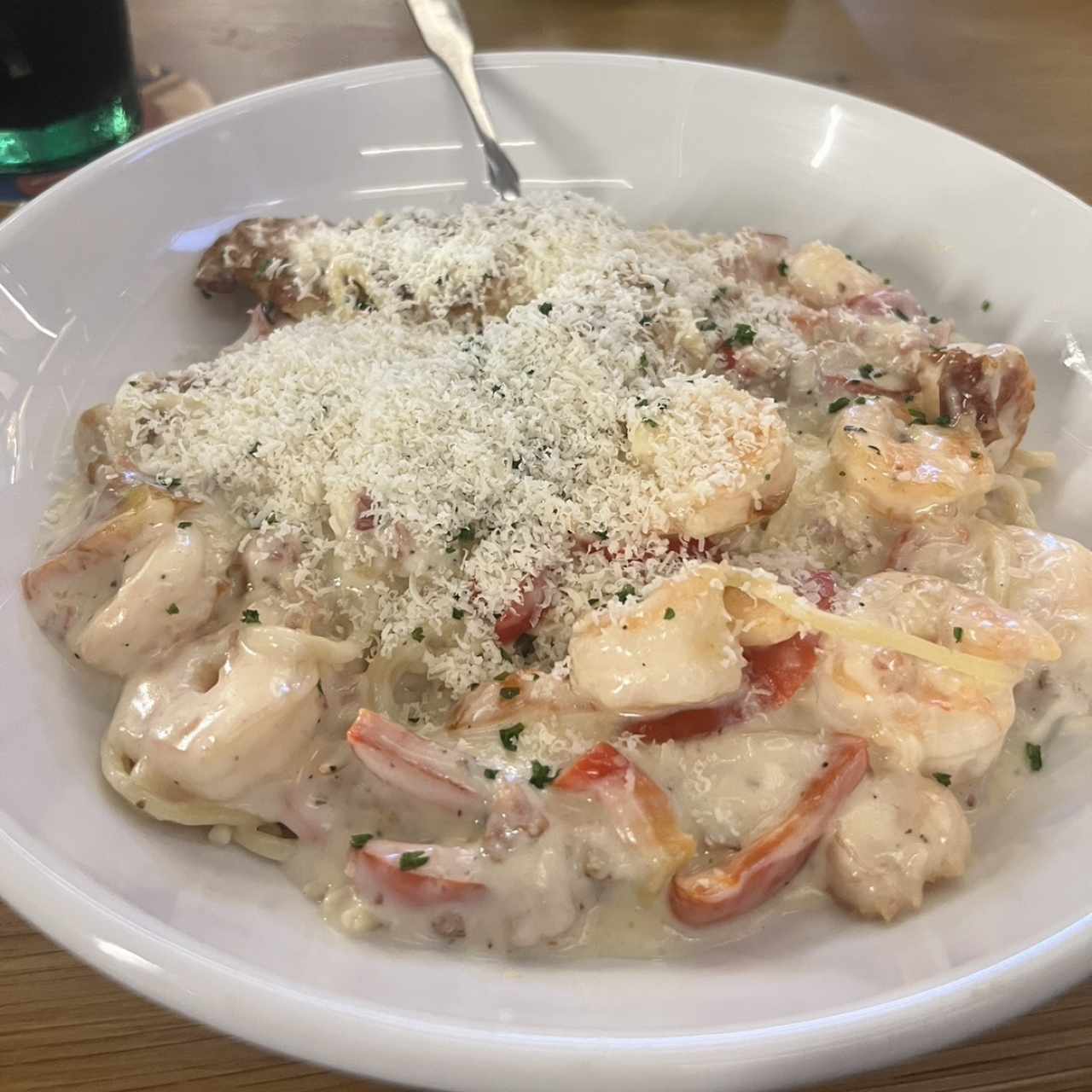 Chicken and sshrimp carbonara