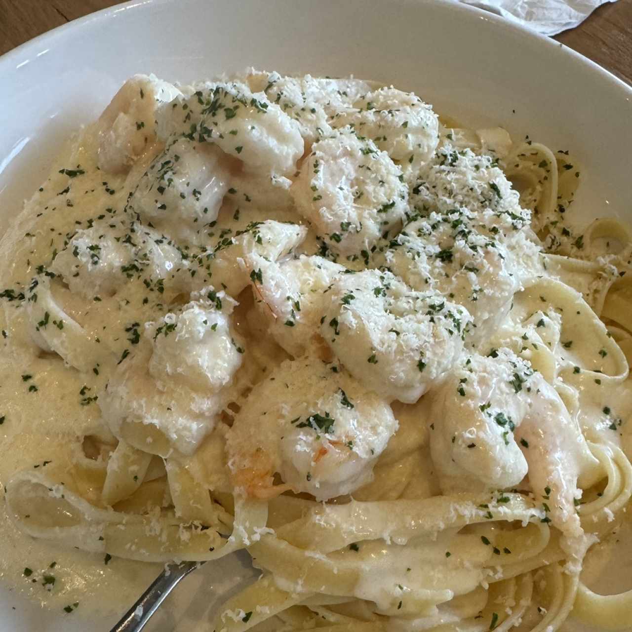 Pasta con camarones 