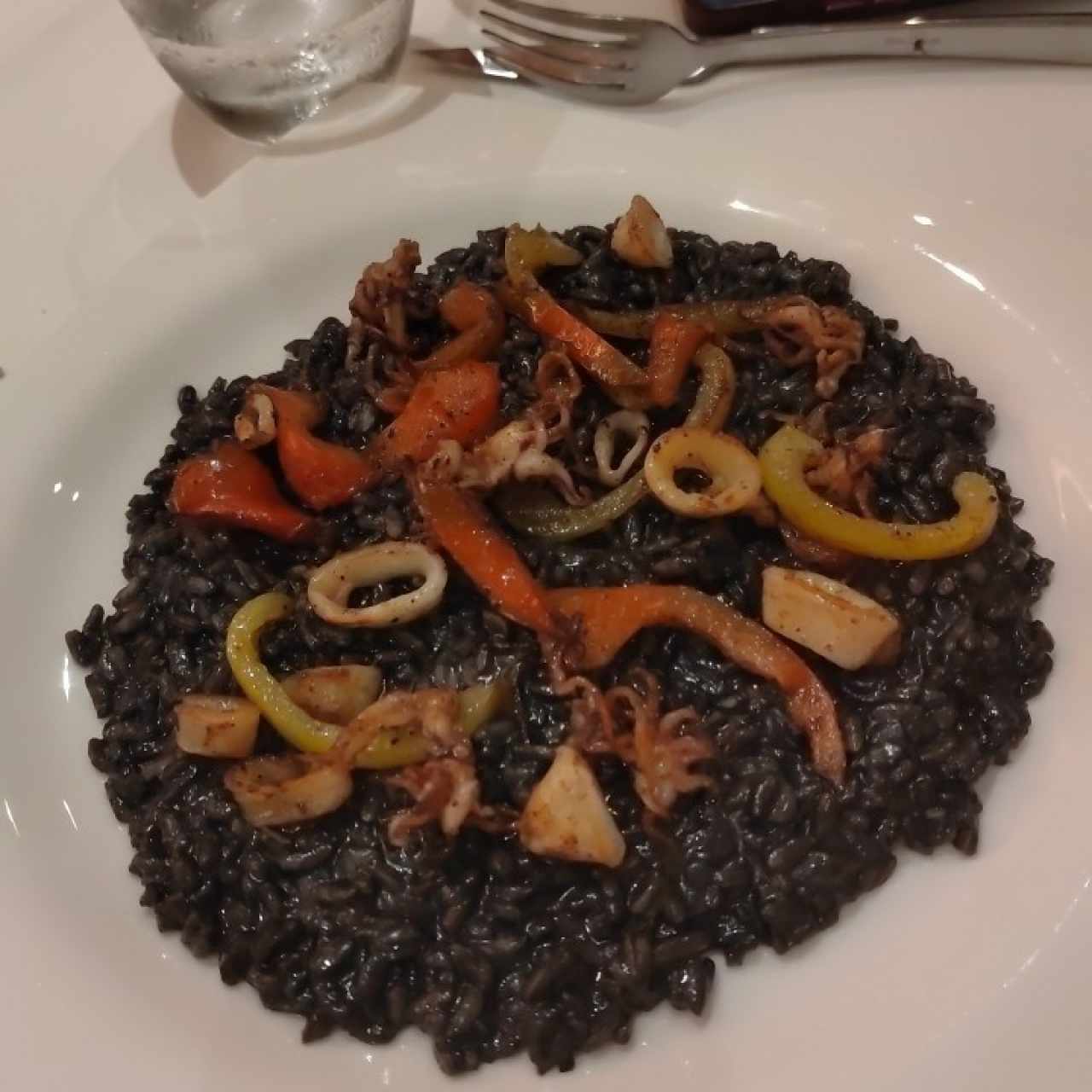 Risotto al Nero di Seppia con Calamari