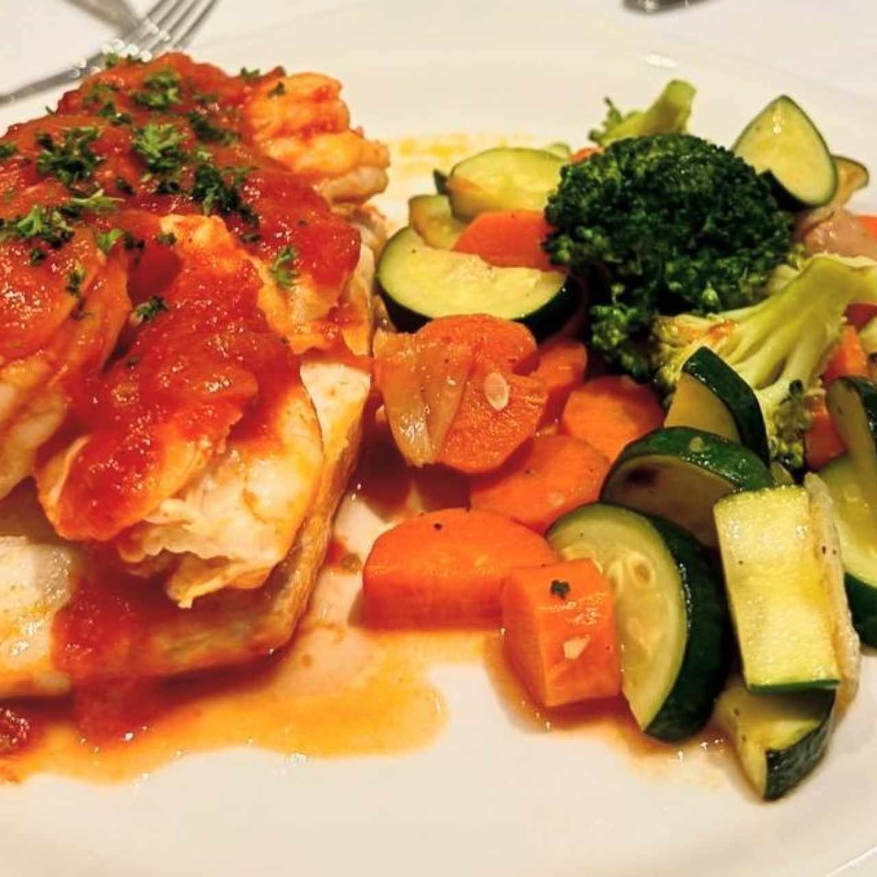 Corvina con Gamberetti