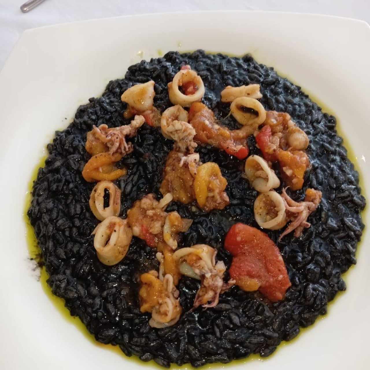 Risotto al Nero di Seppia con Calamari