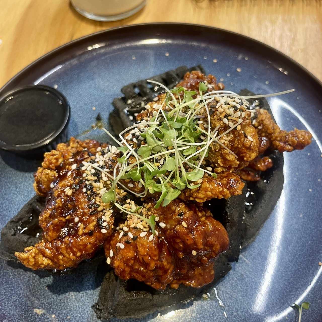 BLACK SESAME WAFFLE & SPICY HONEY BUTTER CHICKEN