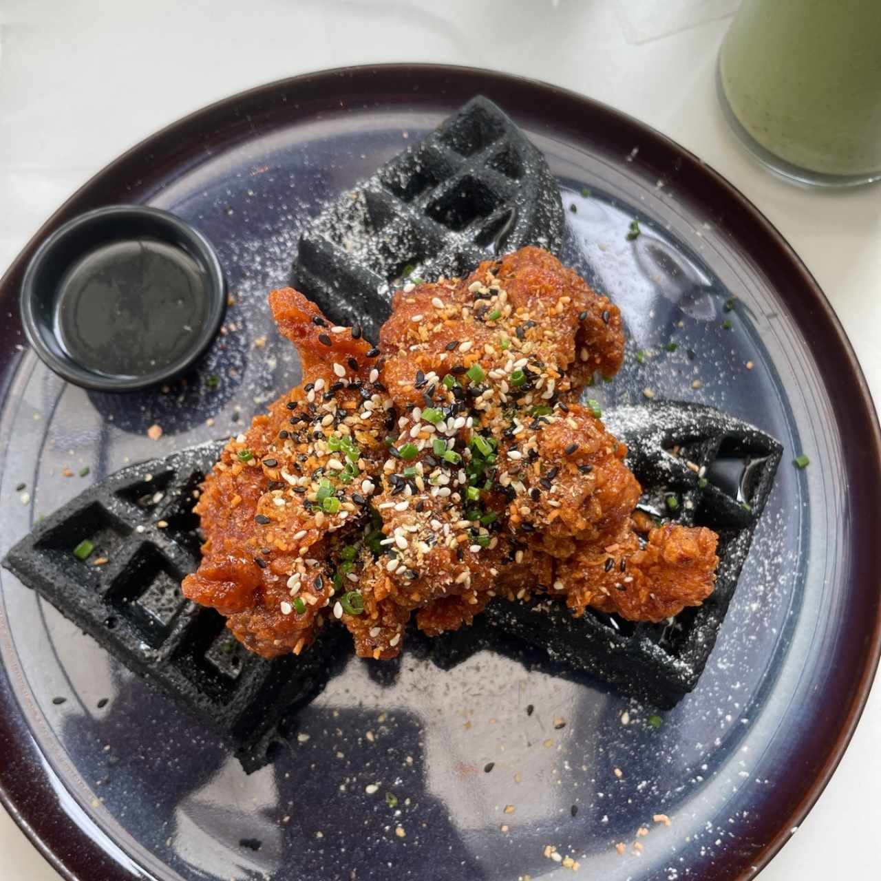 BLACK SESAME WAFFLE & SPICY HONEY BUTTER CHICKEN