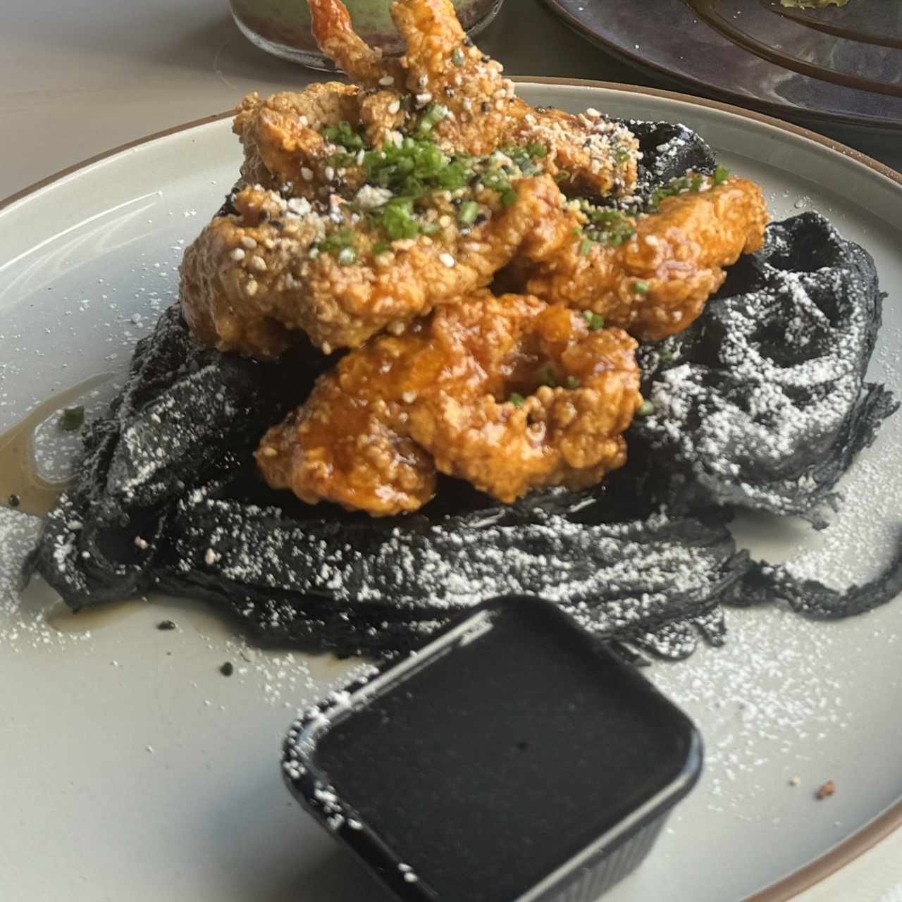 BLACK SESAME WAFFLE & SPICY HONEY BUTTER CHICKEN