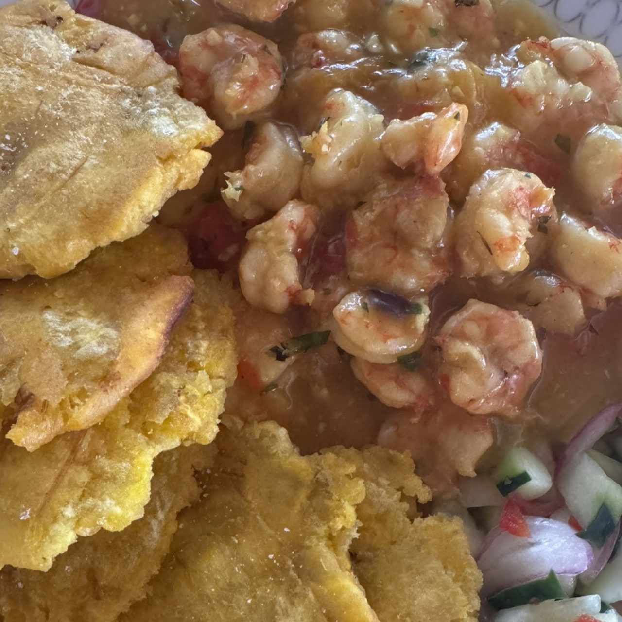 Camaron al Ajillo (Apanado-Salsa de Coco)