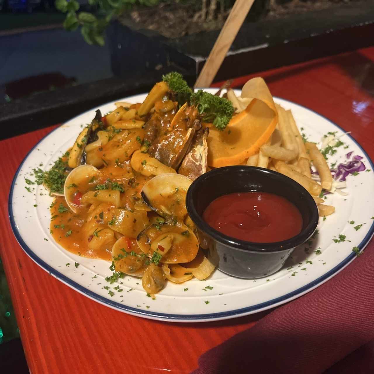 Langostinos a la Diabla con Mariscos