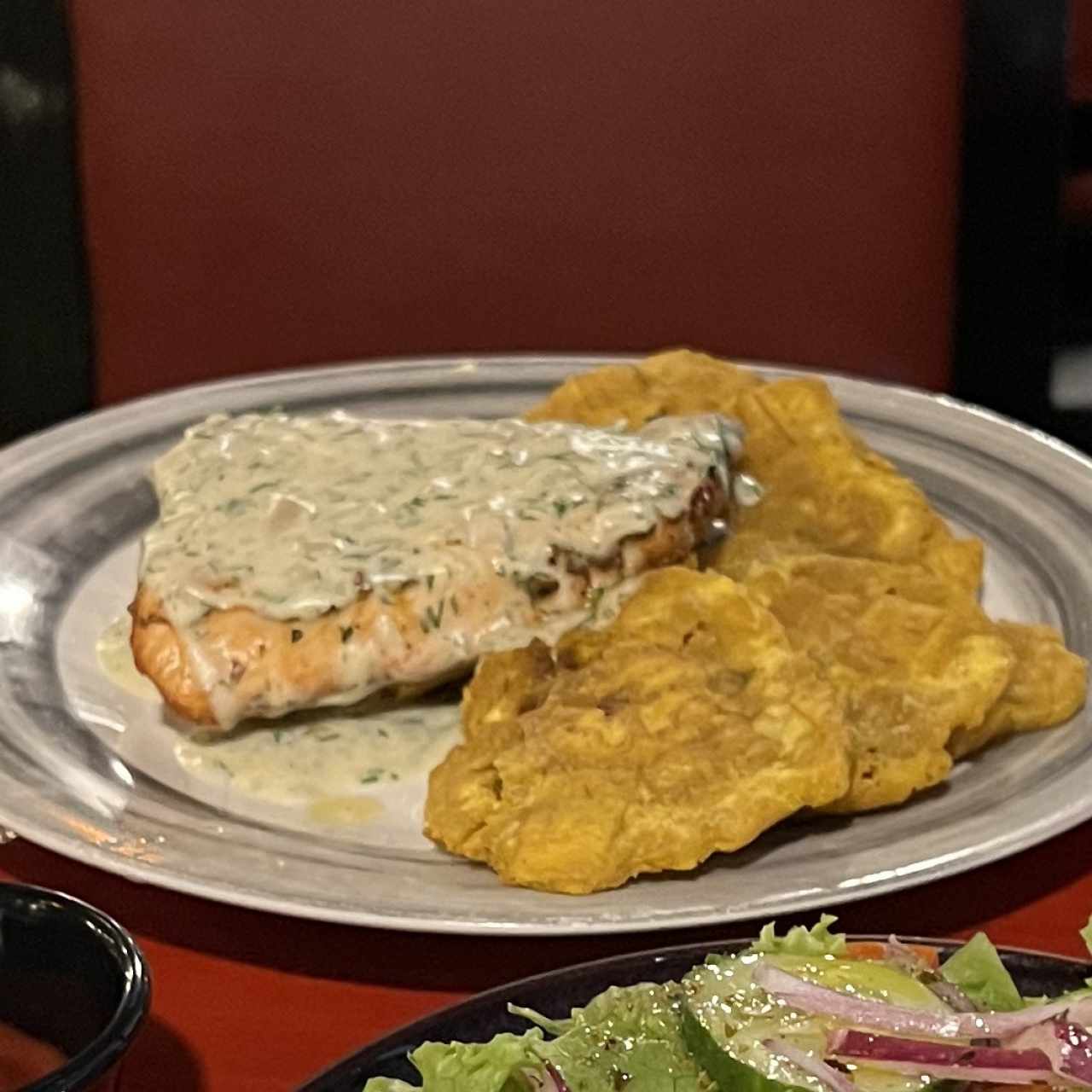 Salmon Fillet in Citrus Sauce with Fried Plantain Chips