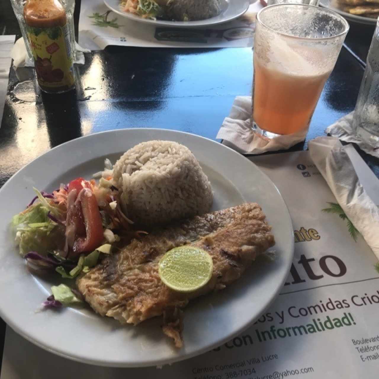 corvina en la plancha y arroz con coco