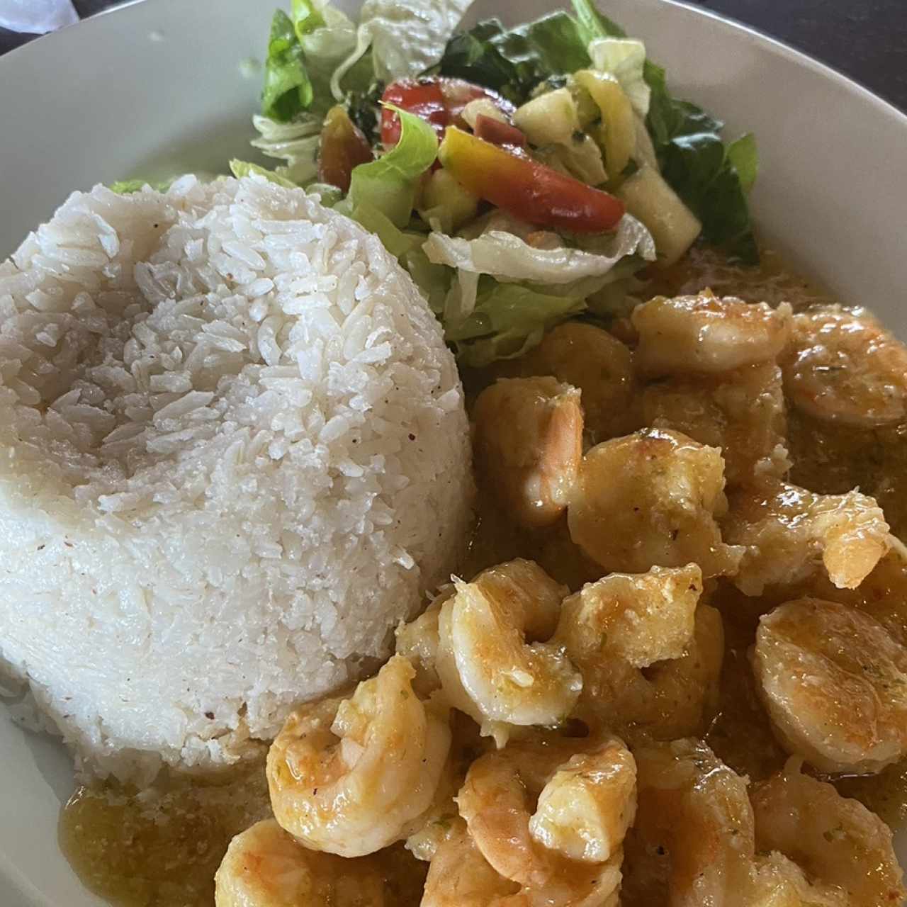 Mariscos - Camarones / shrimps con arroz con coco