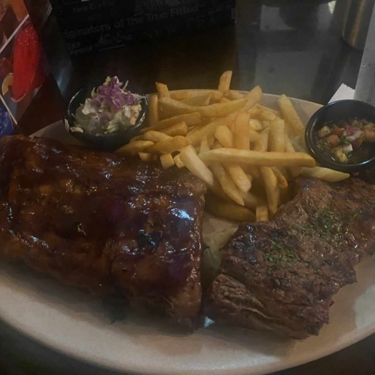 Baby back ribs and steak