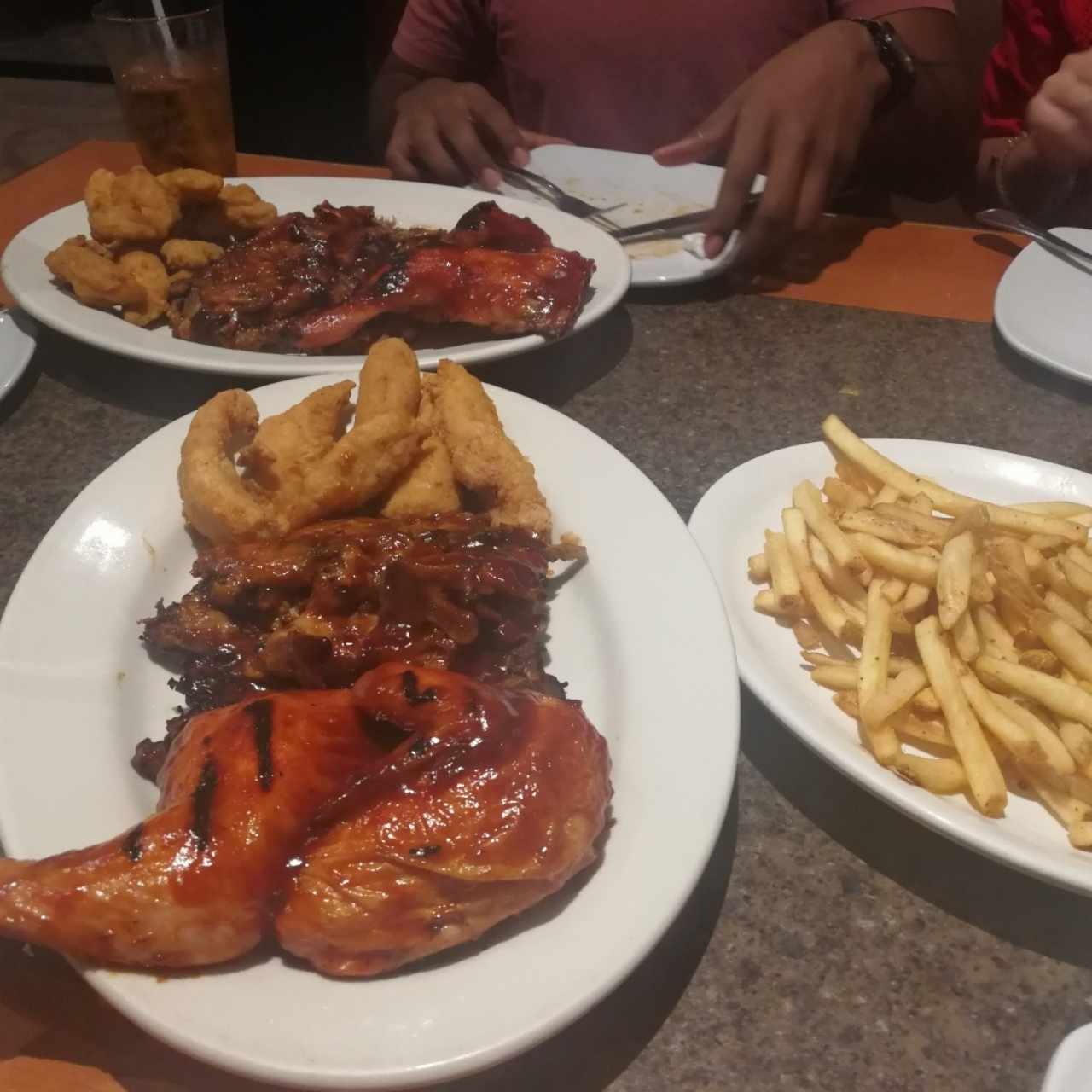 Onion loaf, chicken tenders, 2Lb Baby short ribs, 2 *1/2 bbq chicken, 12 chicken tenders
