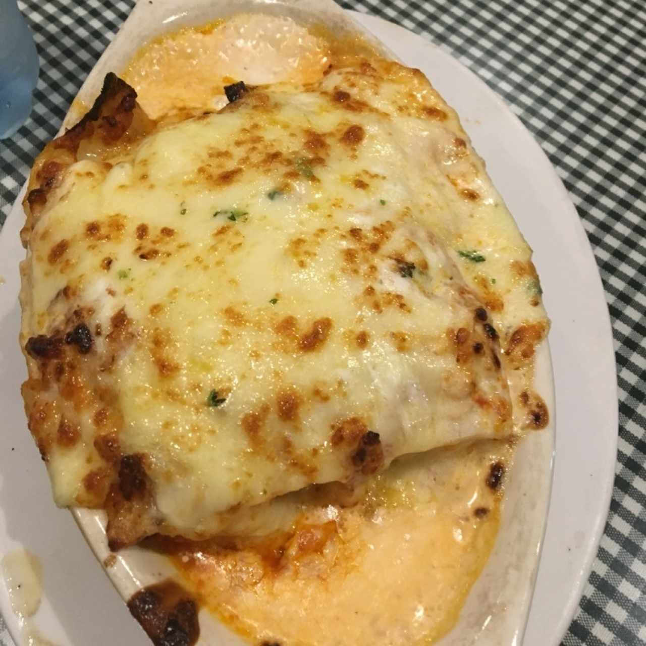 Lasaña de pollo gratinada