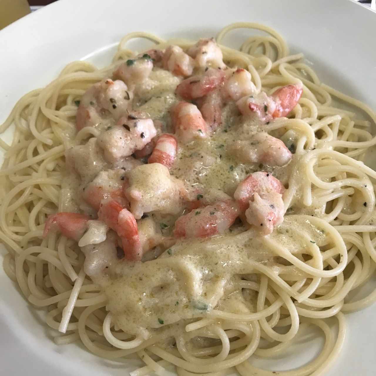 spaguetti con camarones