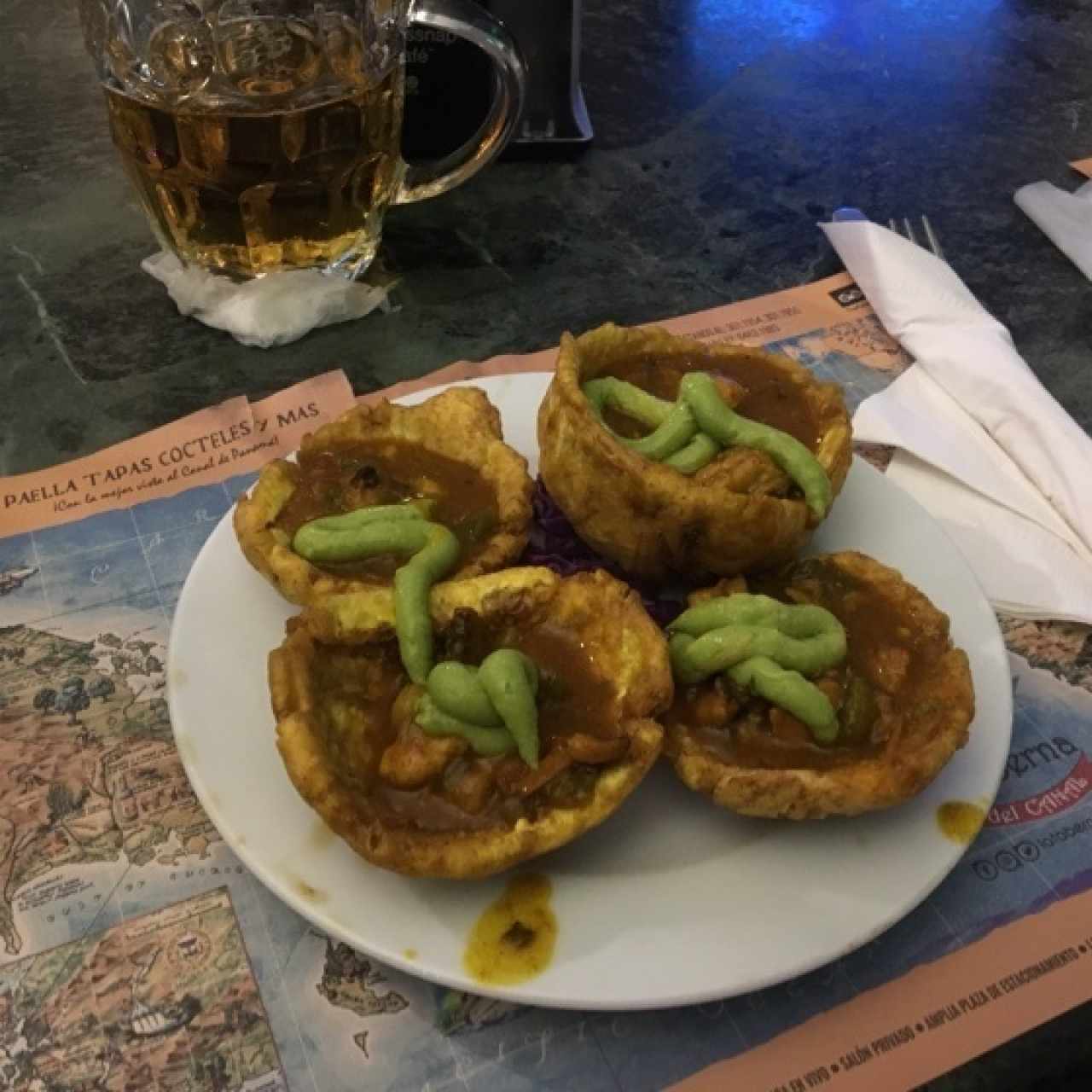 canastitas de patacones con marisco 