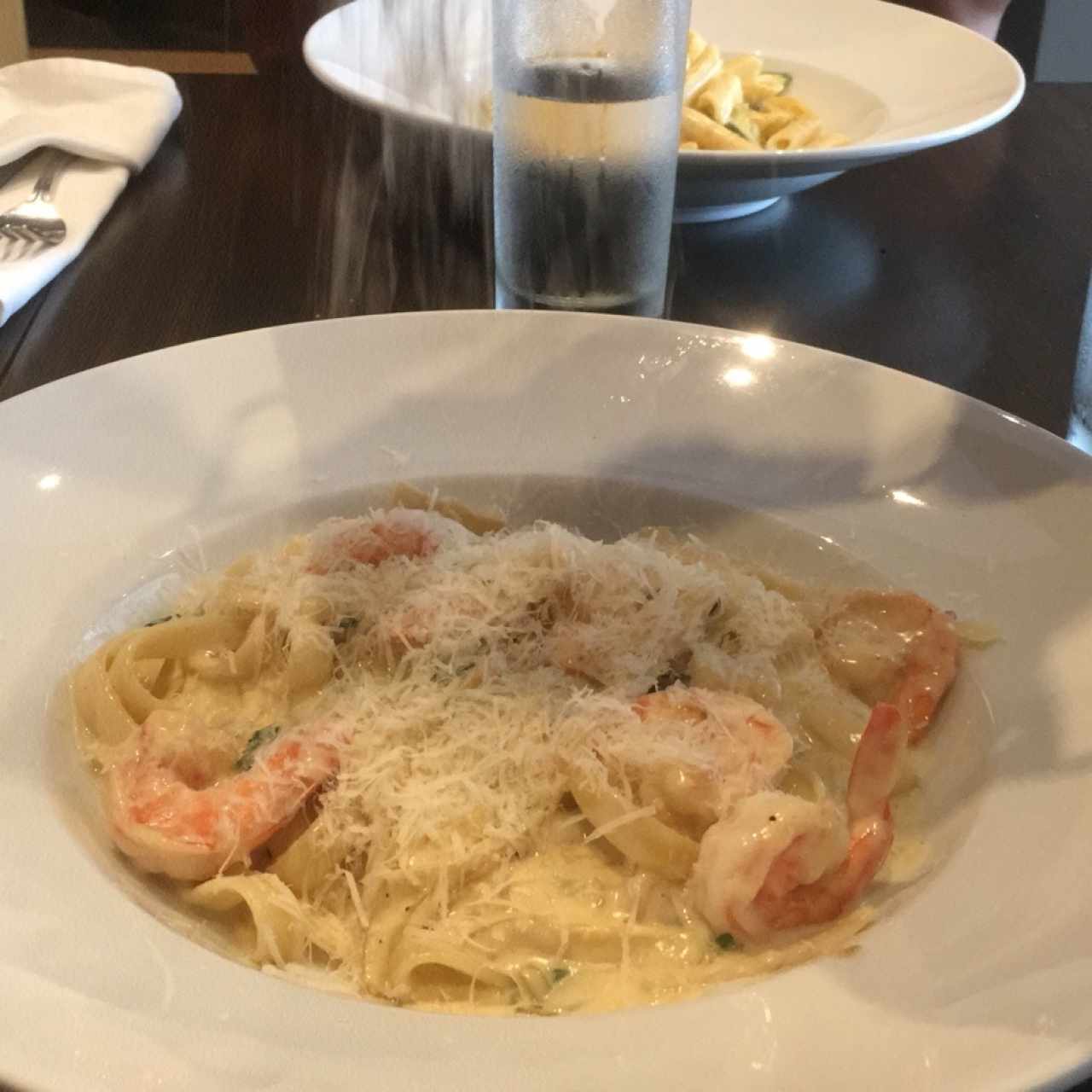 fettuccini con Camarones