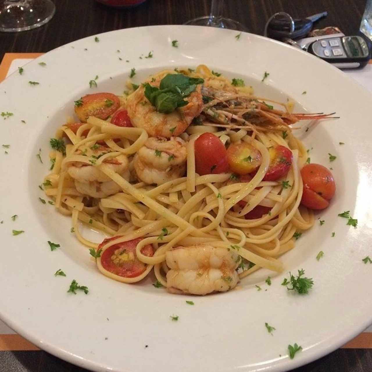 Linguine con langostinos