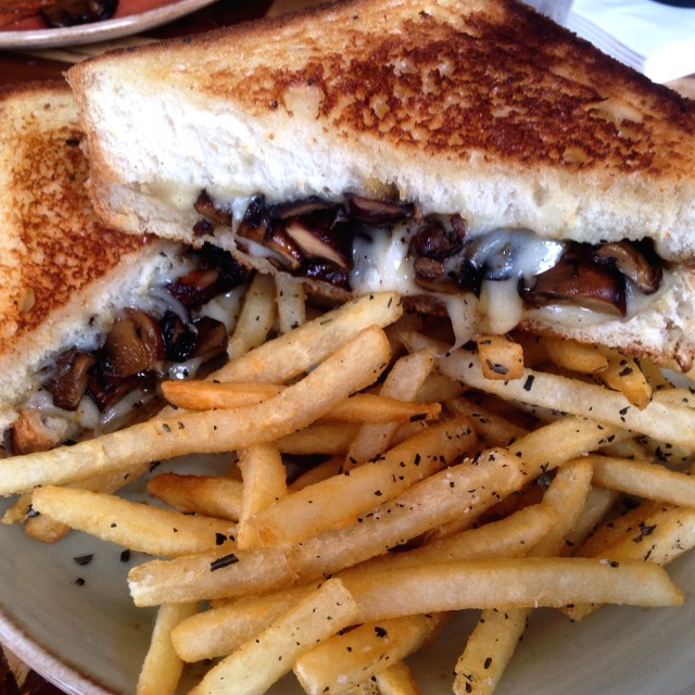 Mushroom and swiss grilled cheese